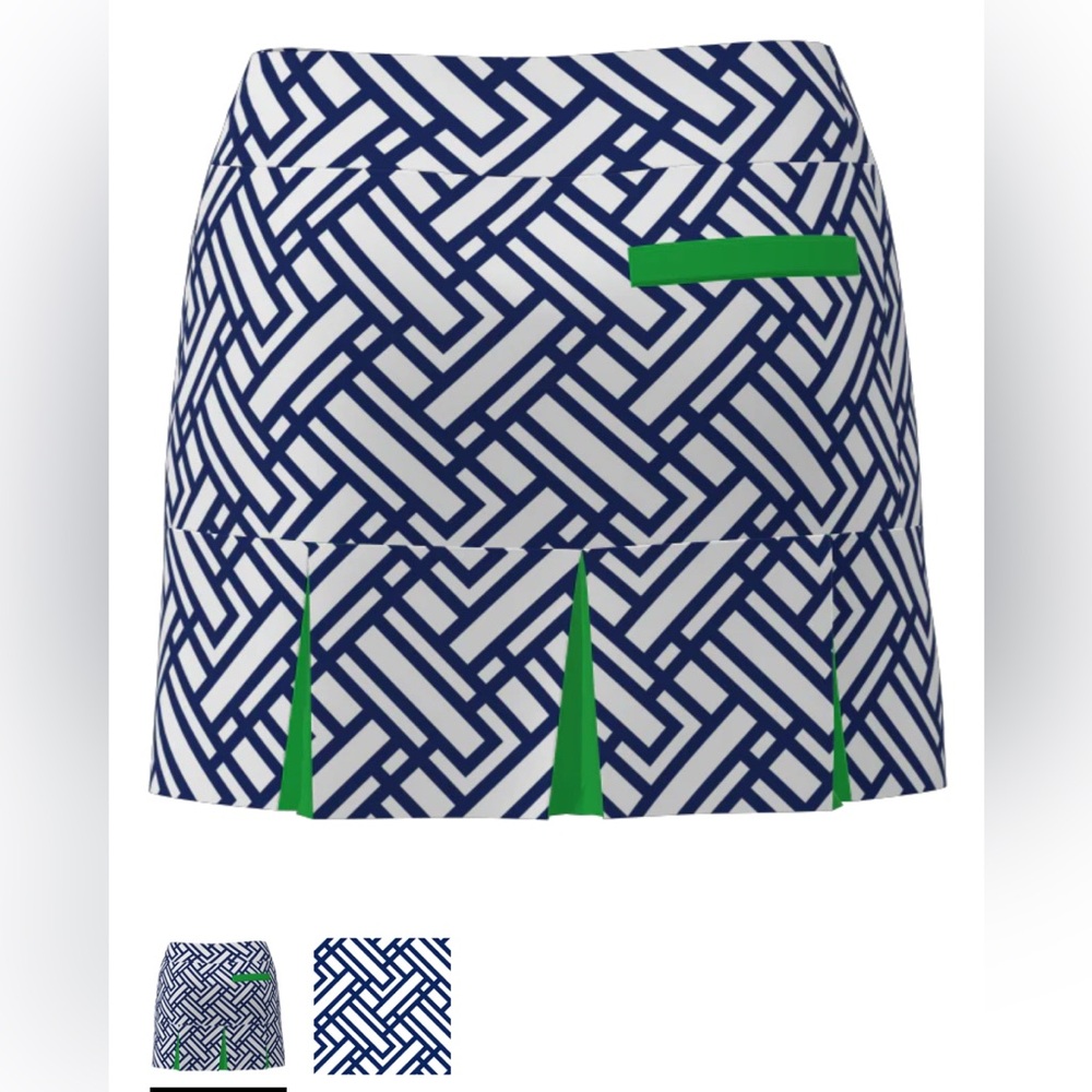 AB Sport Navy/White/Green Geometric Golf Skort